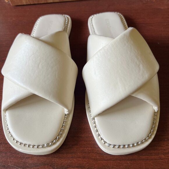 White Slide Sandals by BCBGeneration Size 9 Womens - Picture 1 of 6